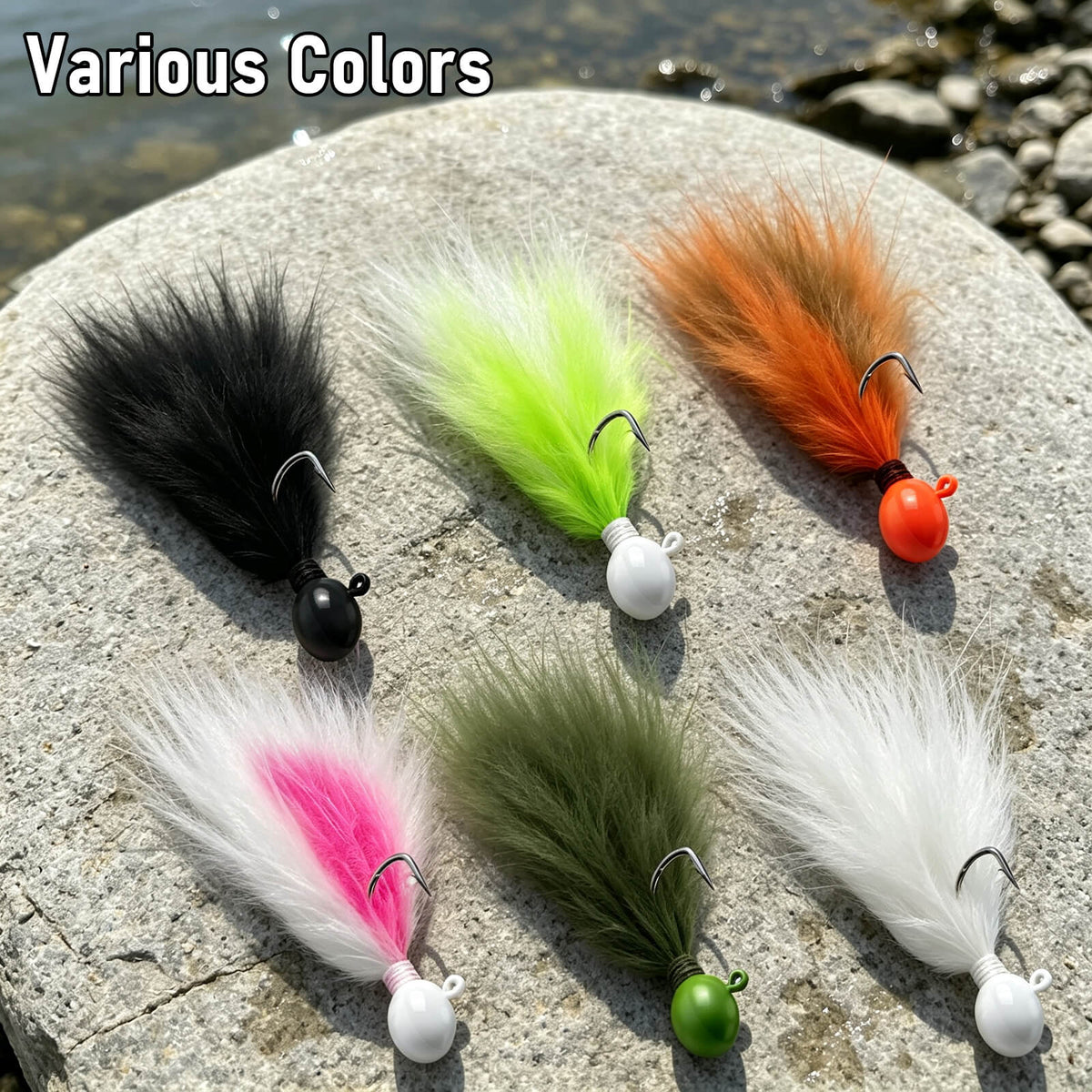 Dr.Fish marabou feather jigs in multiple color options