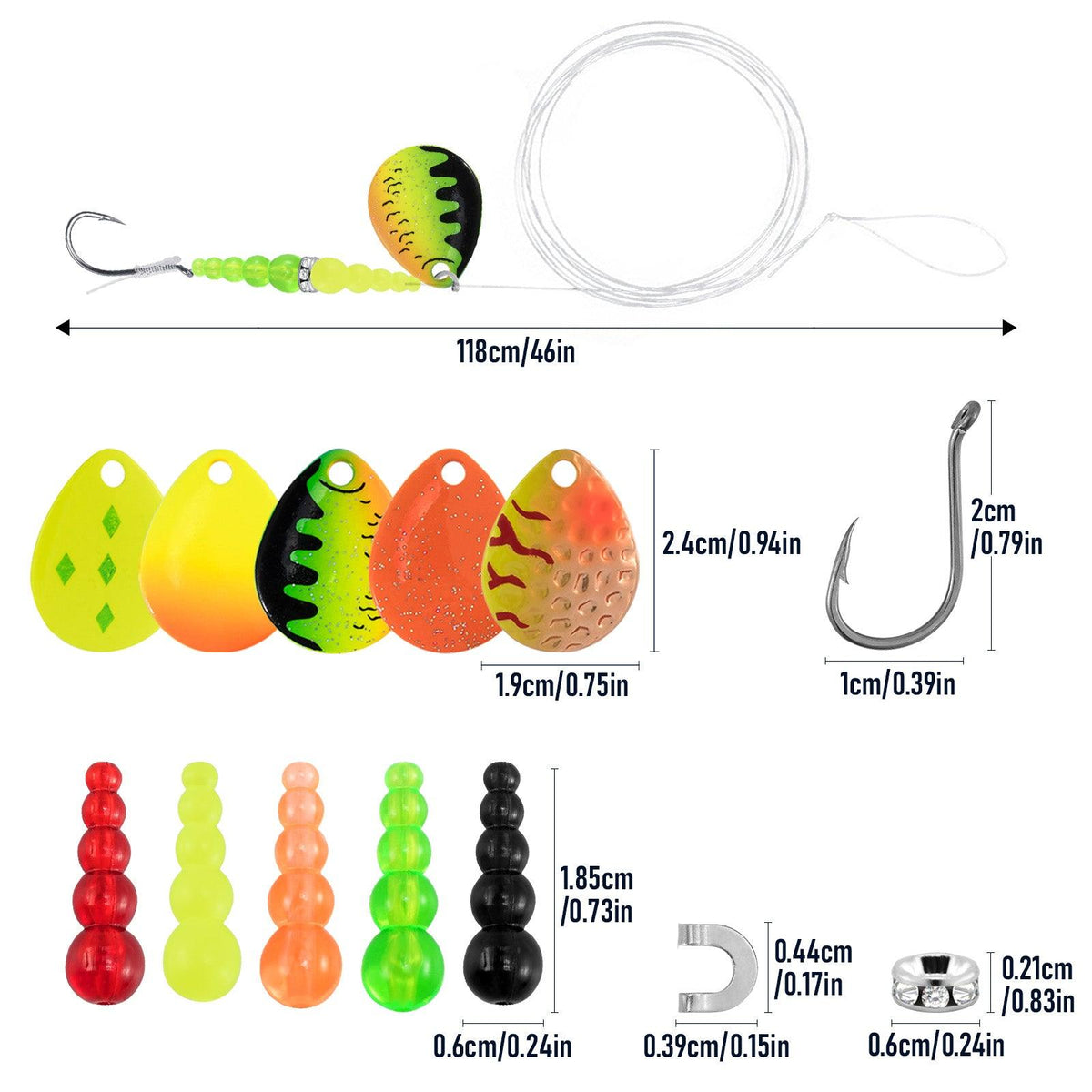 Dr.Fish 5pcs Walleye Spinner Rig Kit 46in 30lb - Dr.Fish Tackles