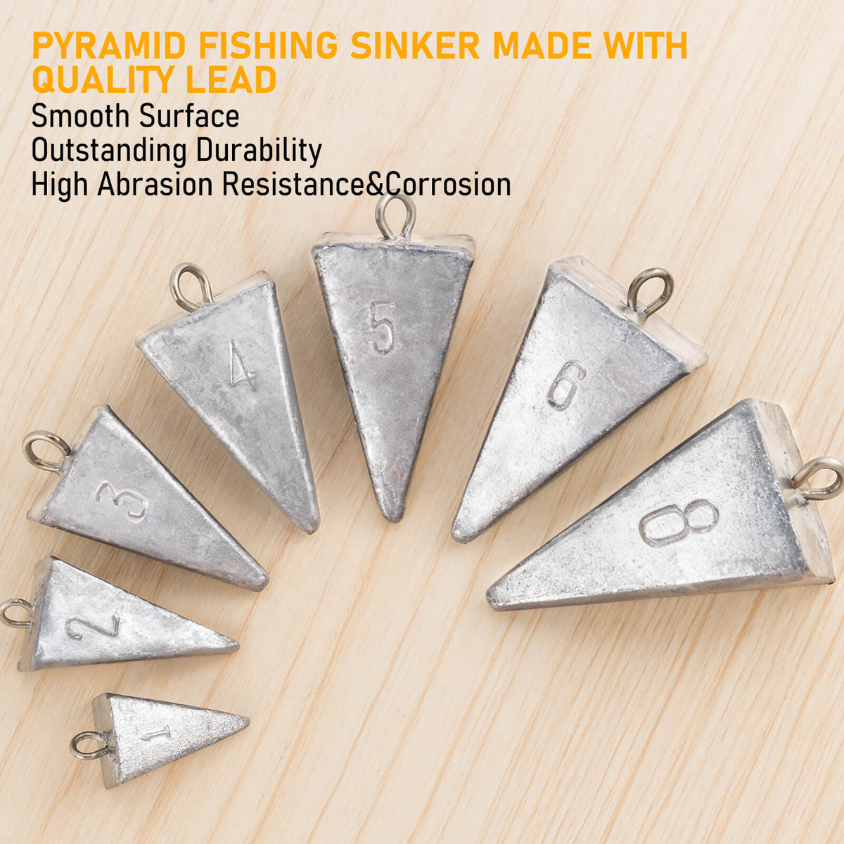 Dr.Fish 5pcs Pyramid Sinkers 1 to 8oz