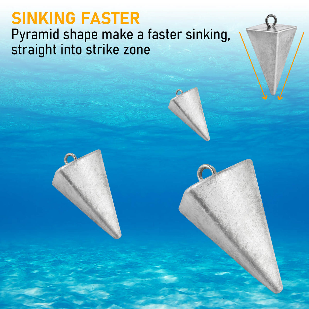 Dr.Fish 5pcs Pyramid Sinkers 1 to 8oz