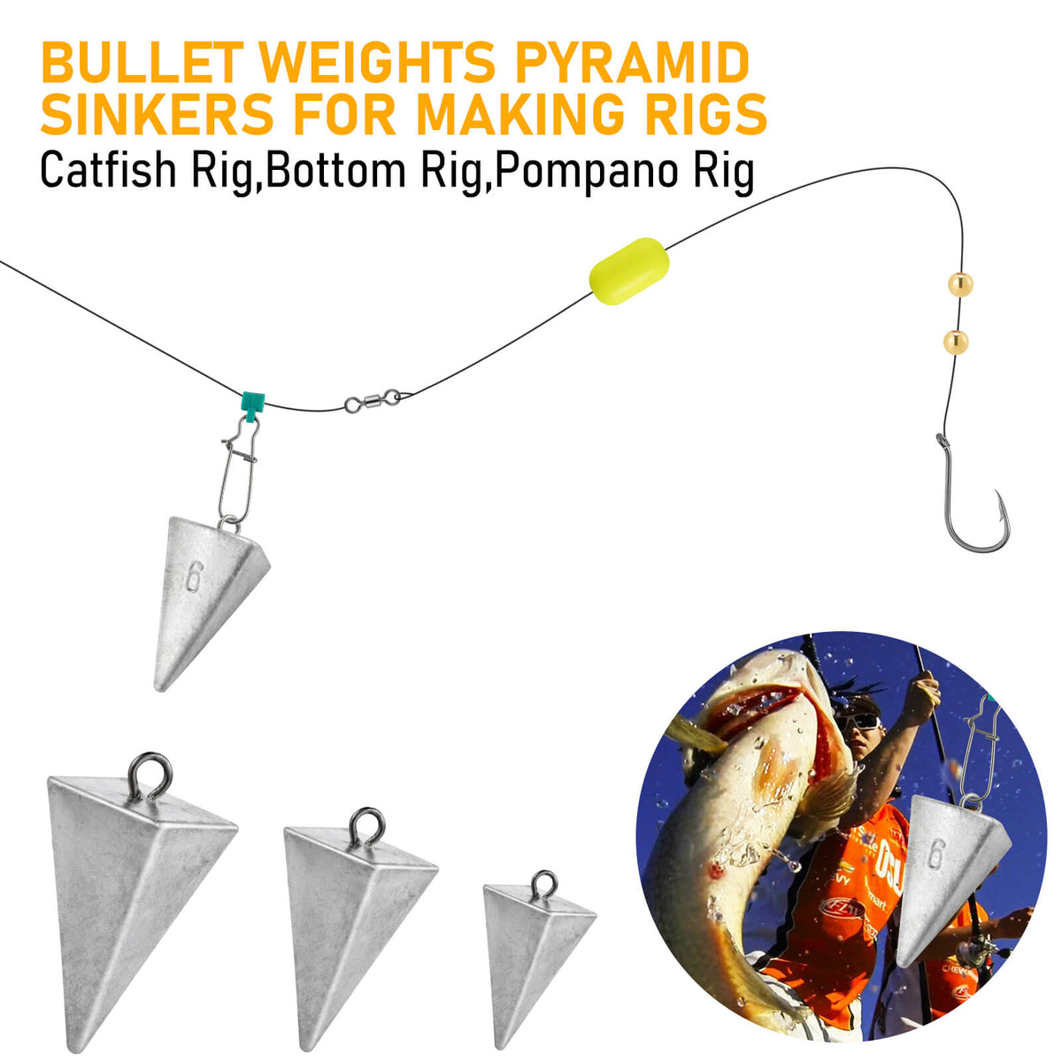 Fishing Weight Premium Lead Weight - Pyramid Sinkers 1-8oz Fishing Weight Premium Lead Weight - Pyramid Sinkers 1-8oz