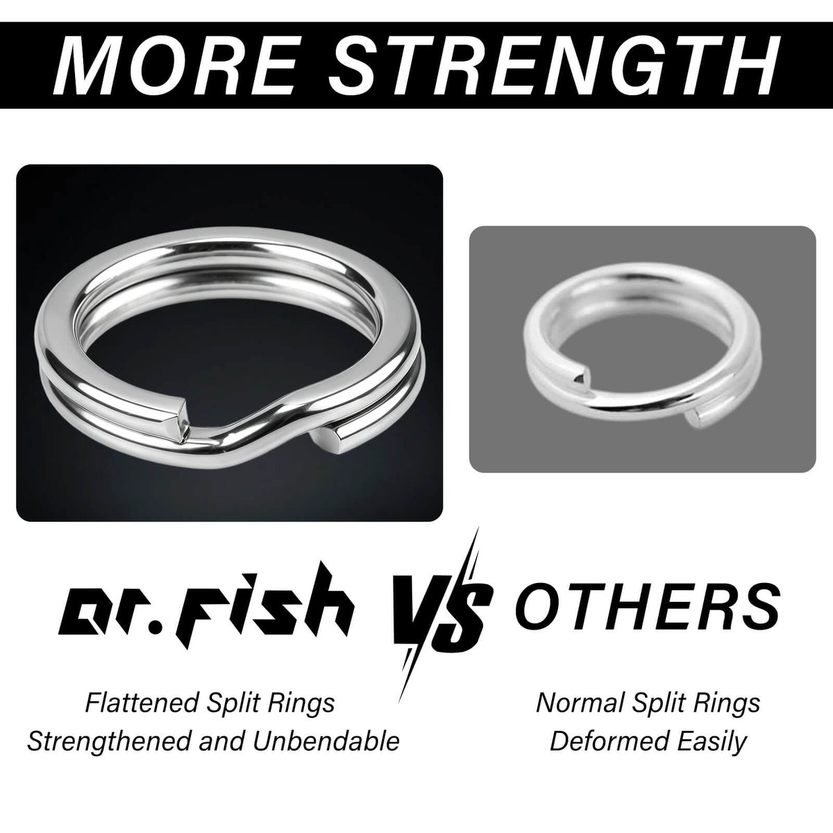 Flattened split ring vs normal ring heavy duty fishing swivel