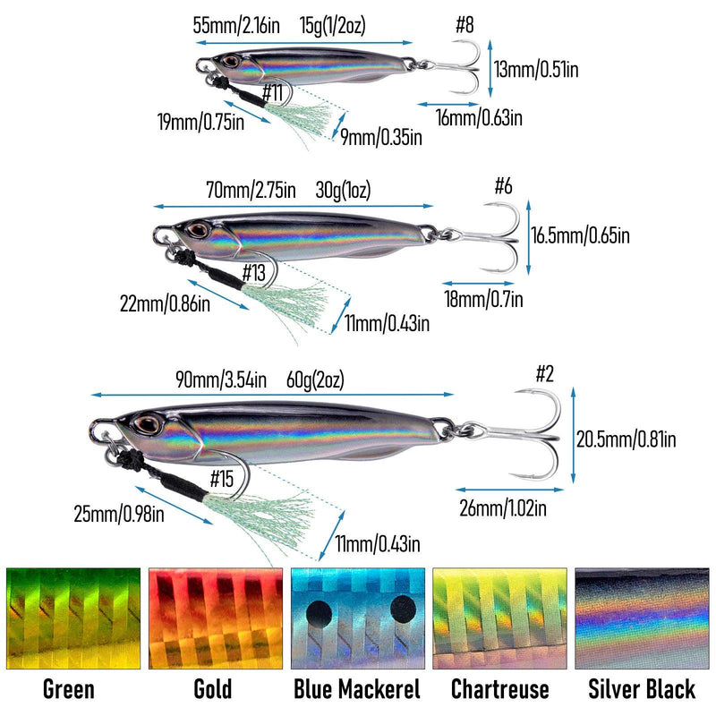 Dr.Fish Saltwater Jigging Spoons with Assist Hook 15-60g - Dr.Fish Tackles