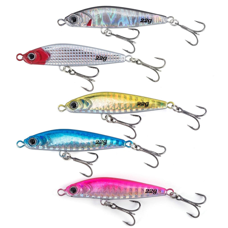 Dr.Fish 5pcs Sinking Diamond Spoon Jig 2.17-2.44'' 1/2-3/4oz