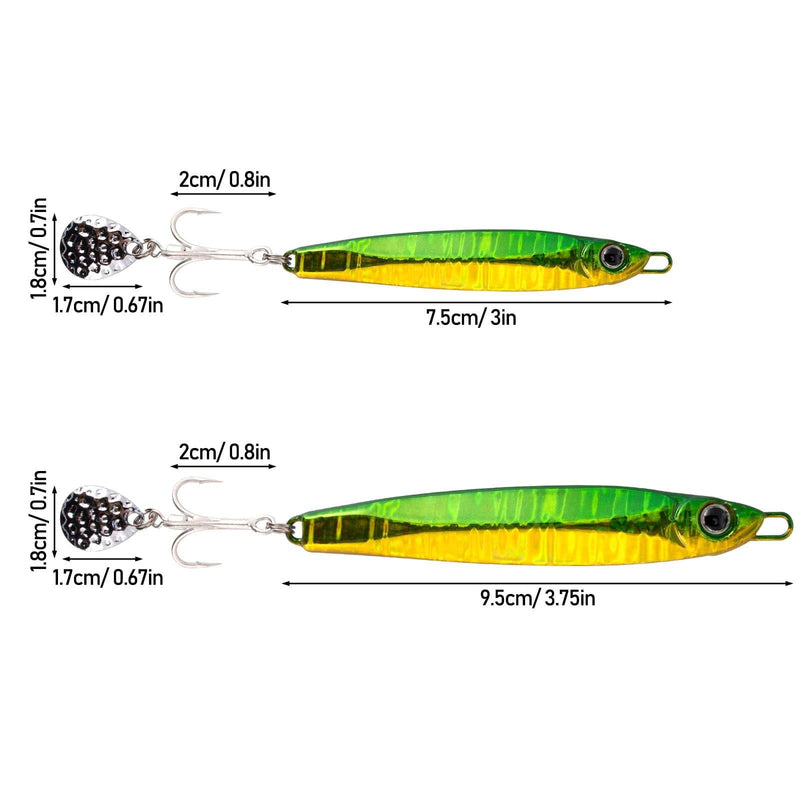 Dr.Fish 5pcs Metal  Spinner Vertical Jigs 3-3.75''
