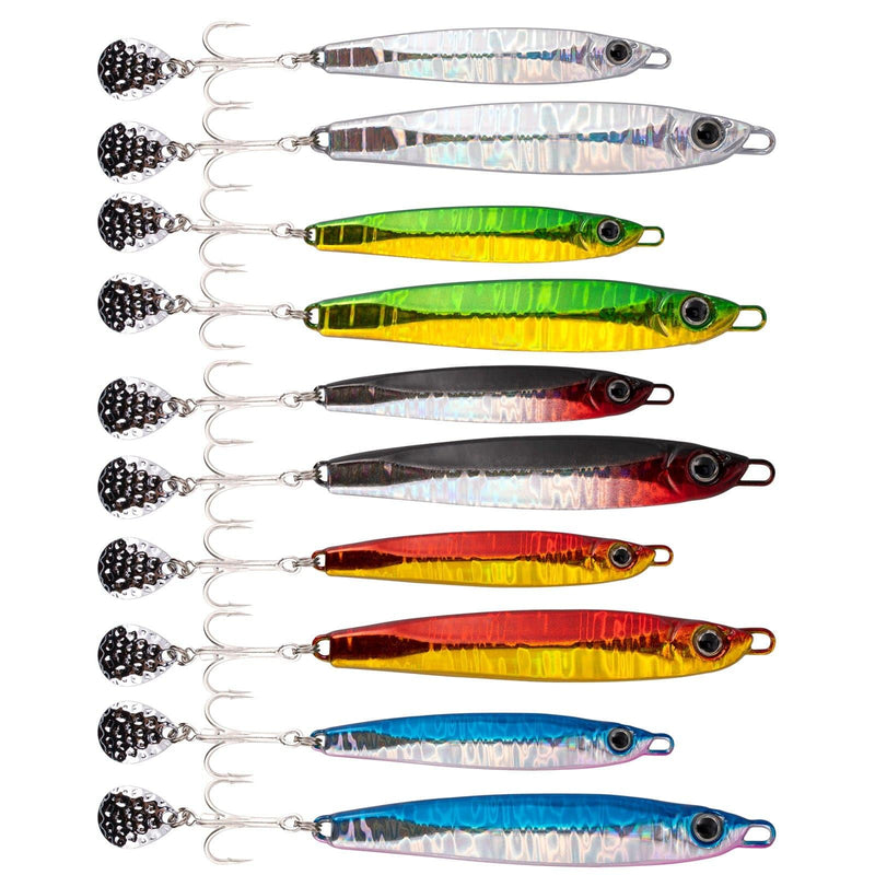 Dr.Fish 5pcs Metal  Spinner Vertical Jigs 3-3.75''