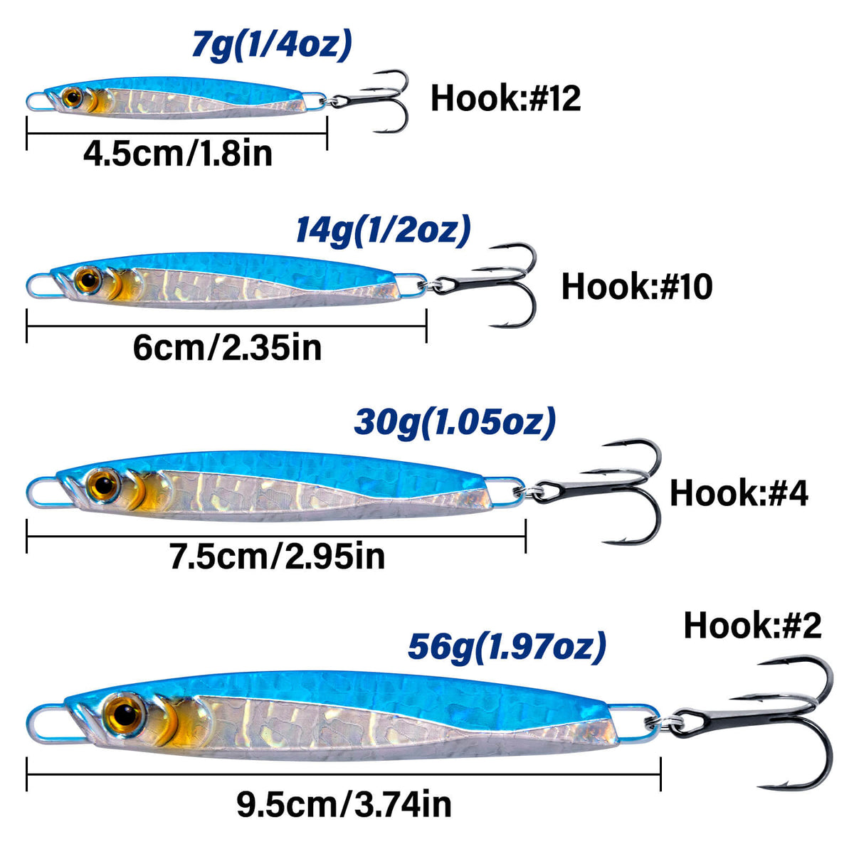 Dr.Fish 5pcs Fishing Jigs Metal Spoon 1oz-2oz