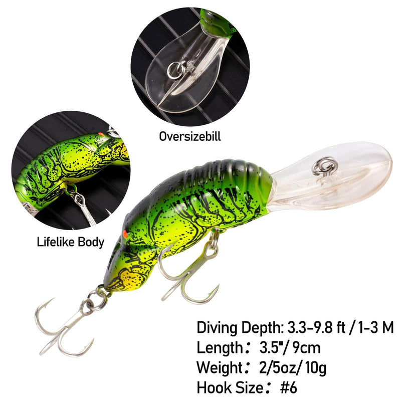 Dr.Fish 5pcs Crankbait Lure kit 1/5oz-3/10oz