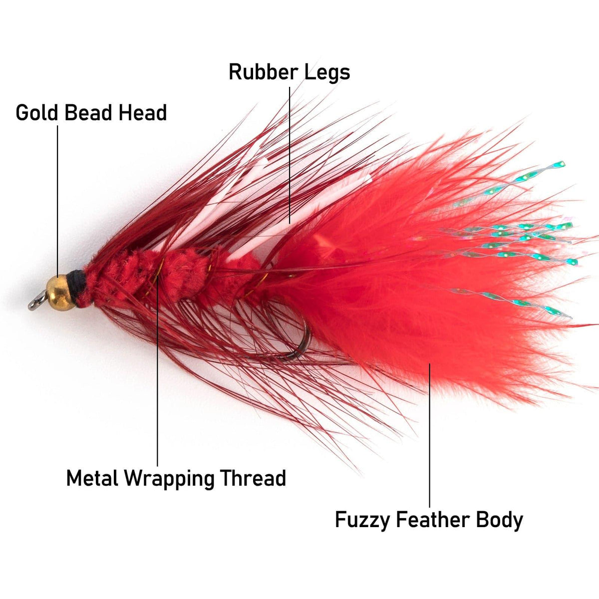 Dr.Fish 15pcs Wooly Bugger Flies 0.4g