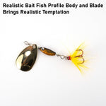 Dr.Fish 5pcs Inline Spinners BaitRooster Tail Lures kit