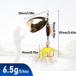 Dr.Fish 5pcs Inline Spinners BaitRooster Tail Lures kit