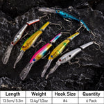 Dr.Fish 6pcs Jointed Jerkbait Minnow Lures 5.3" 1/2oz