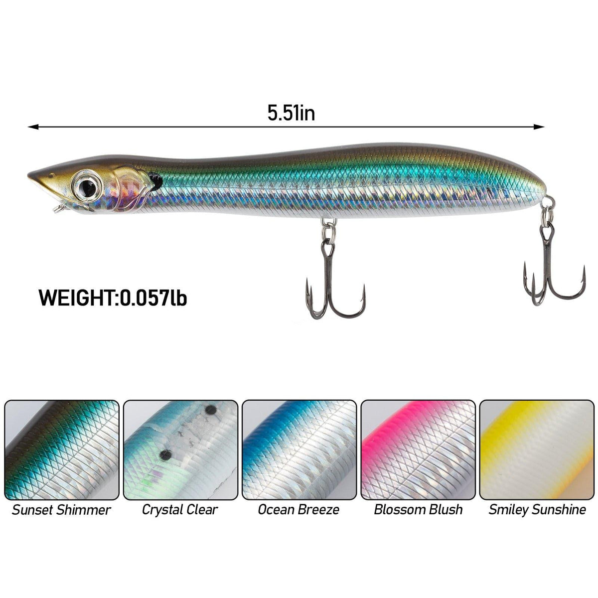 Dr.Fish Topwater Lures Floating Pencil Popper Lure 5.51" 0.9oz - Dr.Fish Tackles