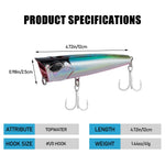 Dr.Fish Topwater Lures with Water Spray Design 4.72''1.44oz