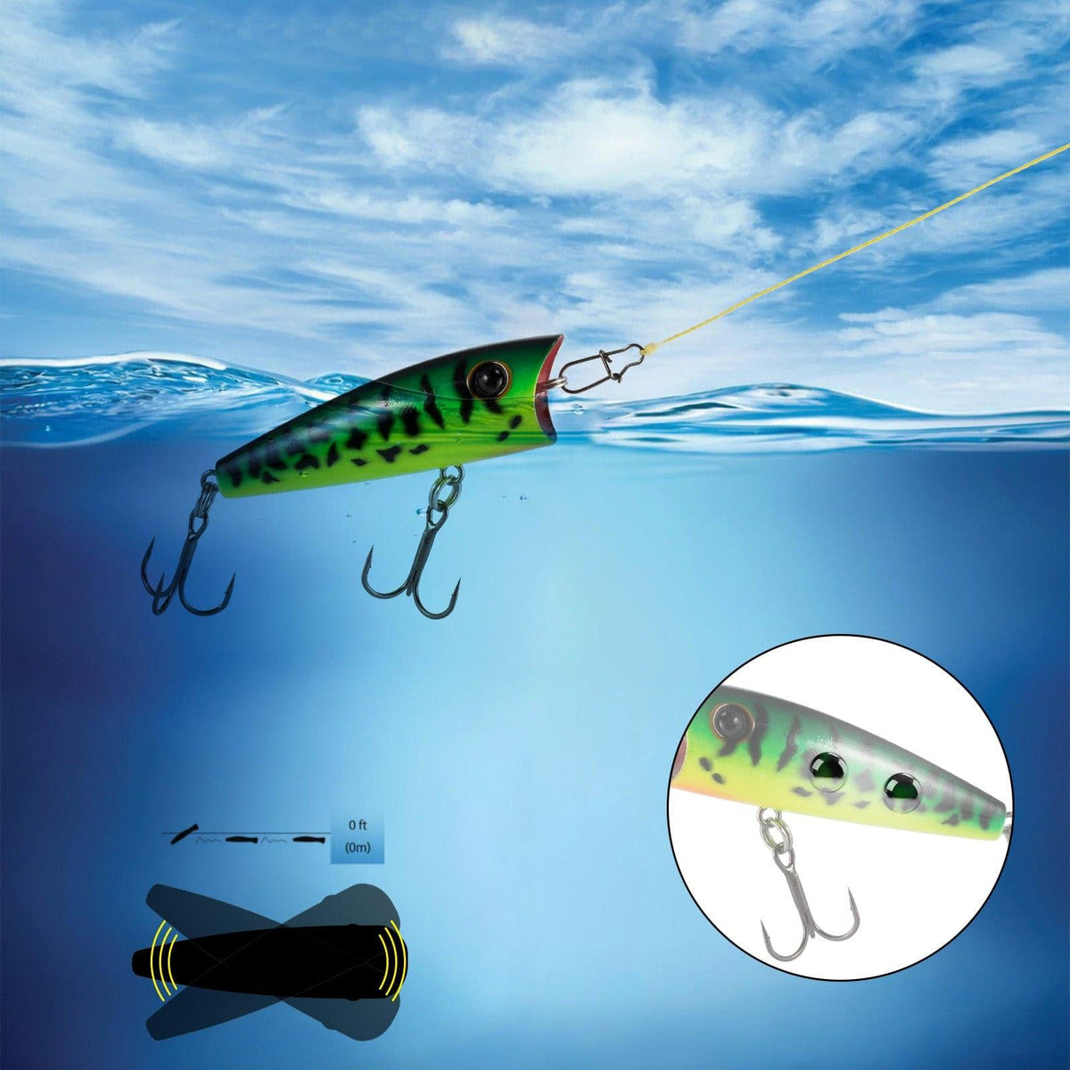 Dr.Fish Topwater Popper  Fishing Lures  2.4"  1/4oz - Dr.Fish Tackles