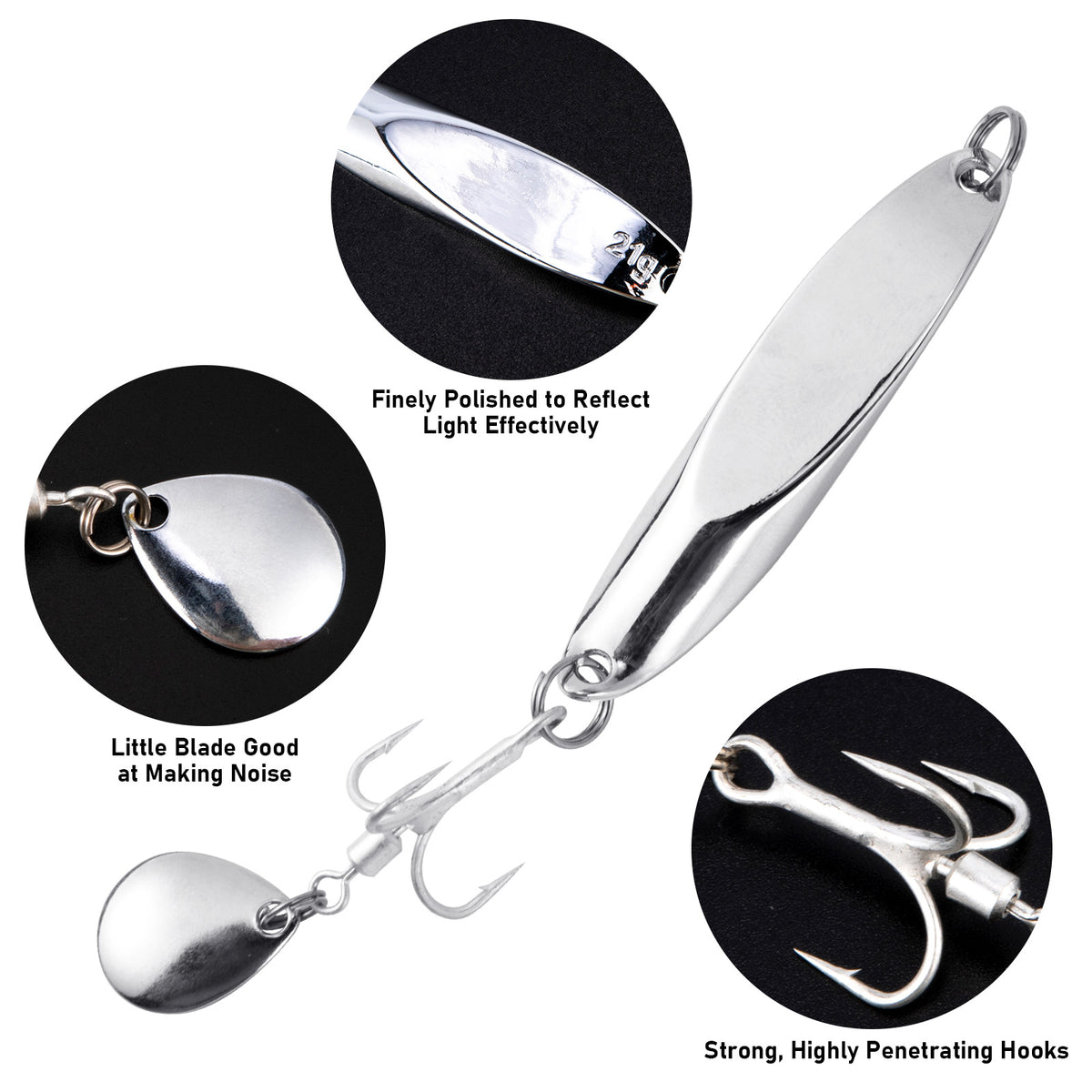 Dr.Fish 3pcs Sea Fishing Silver Spoons