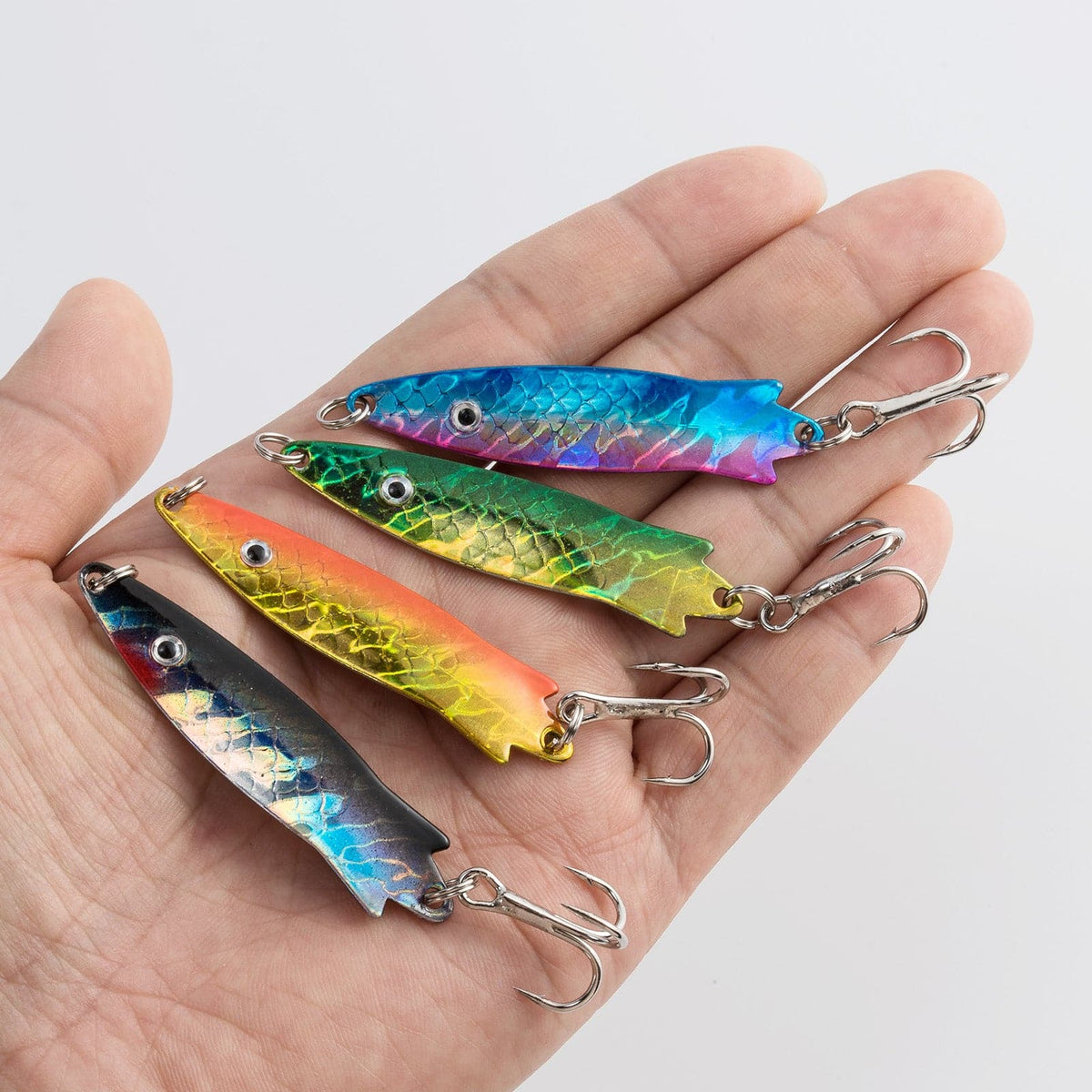 Dr.Fish 4pcs Spoons Fishing Spinners Lures 2.28'' 0.4oz