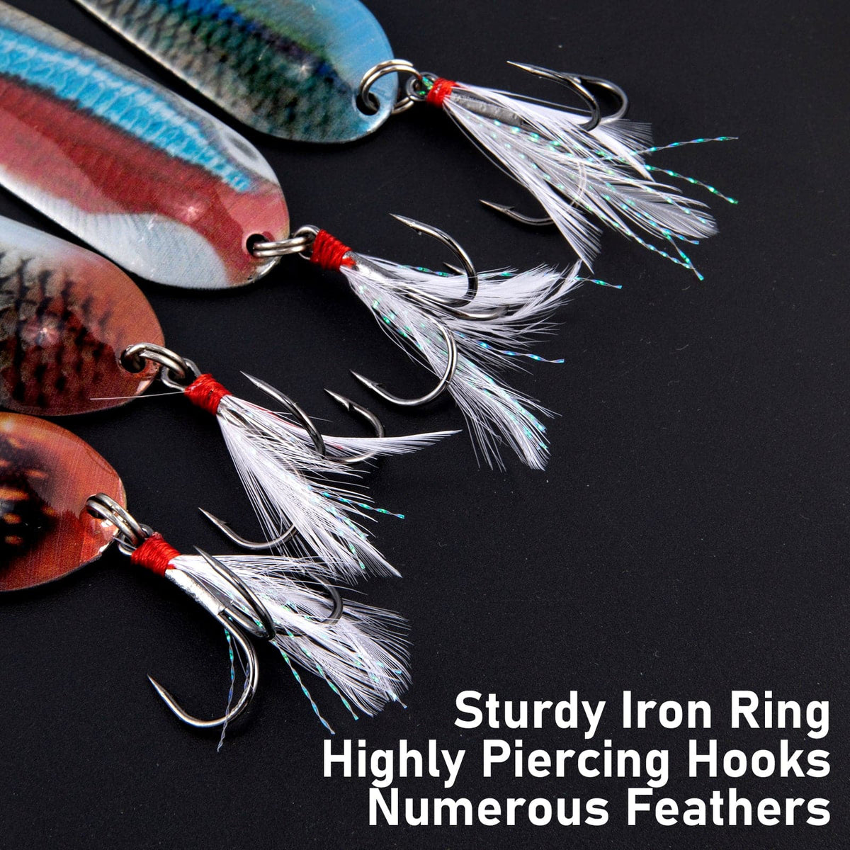 Dr.Fish 4pcs Spoons Lures with #4 Hook  3.34" 0.38oz