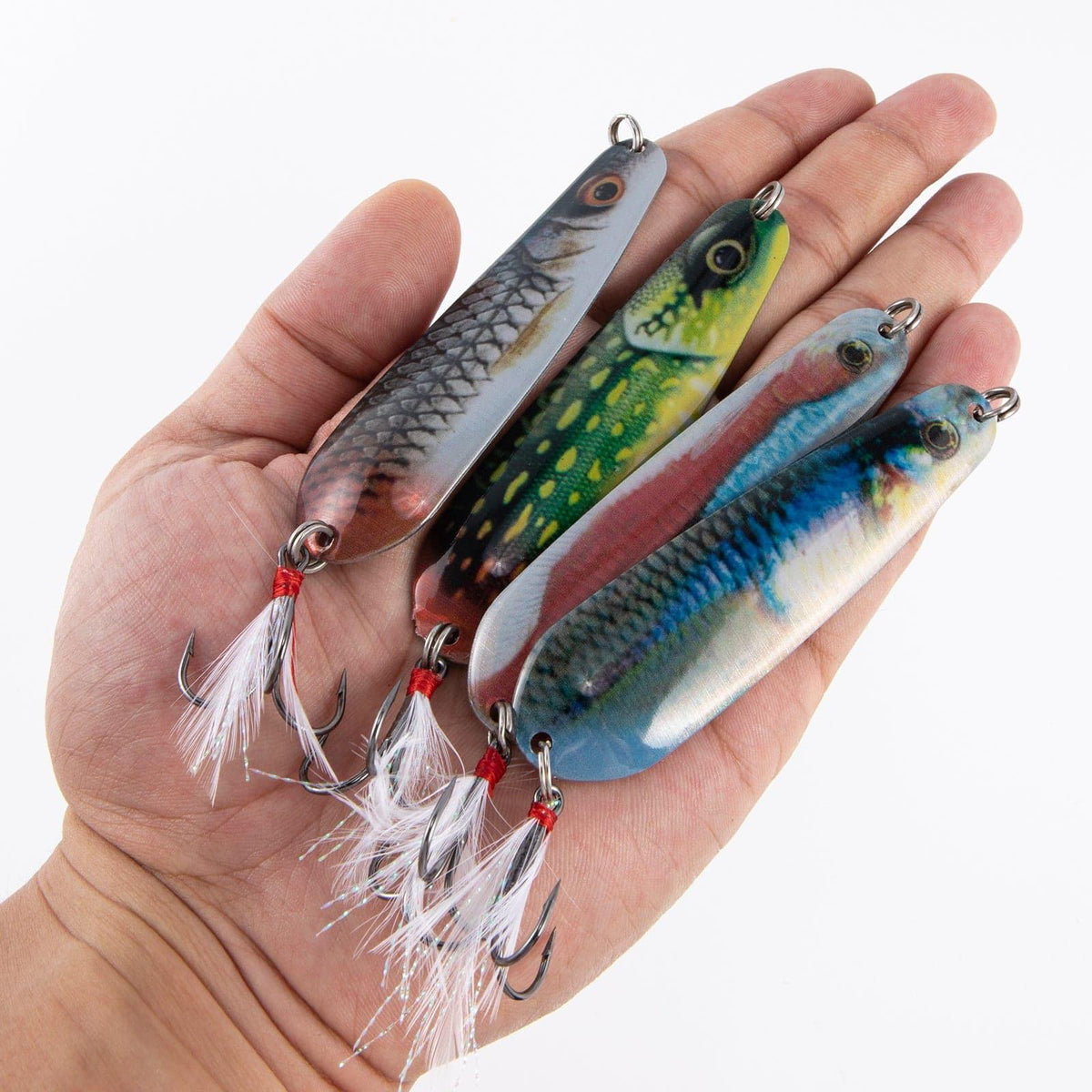 Dr.Fish 4pcs Spoons Lures with #4 Hook  3.34" 0.38oz