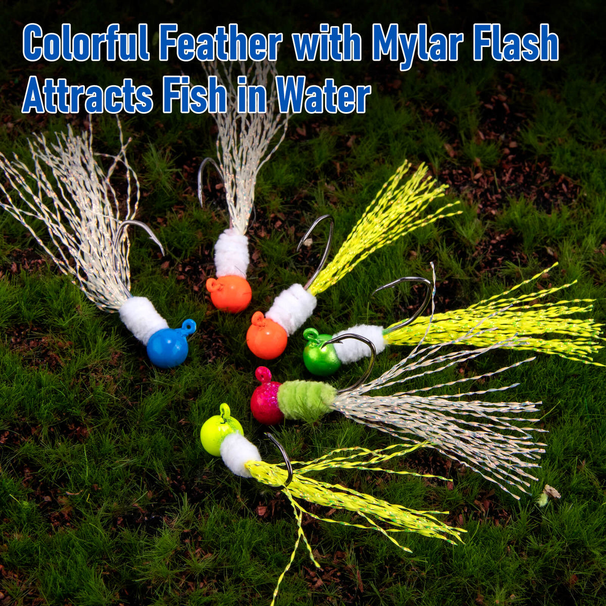 Dr.Fish 10pcs Crappie Marabou Jig heads 1/16oz-3/16oz