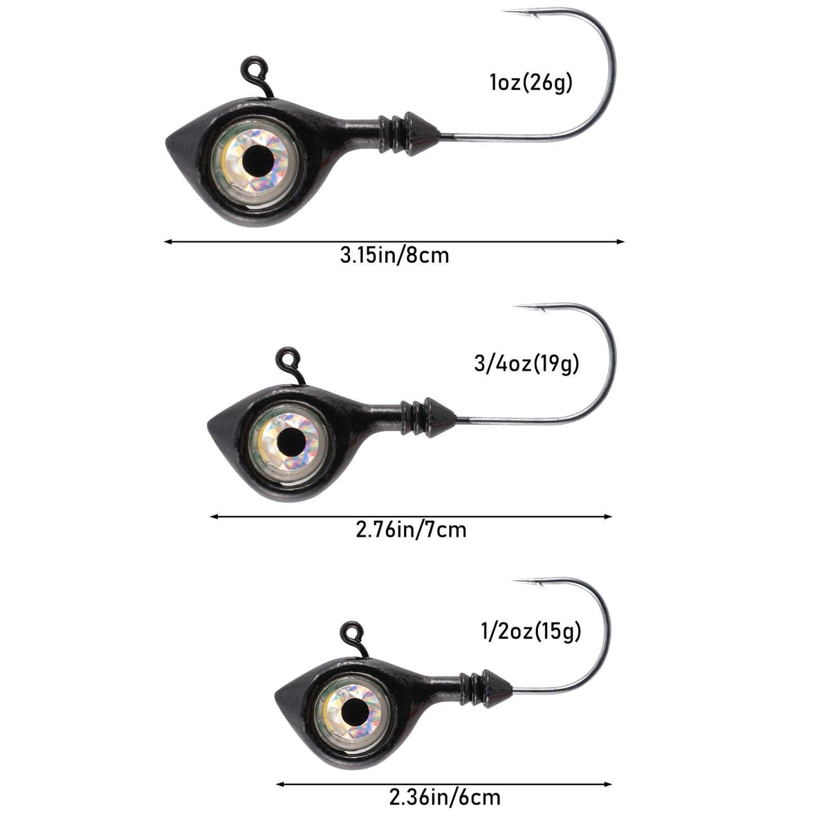 Dr.Fish 2pcs LED 3D Eyes Fishing Jig Head  1/2oz -1oz