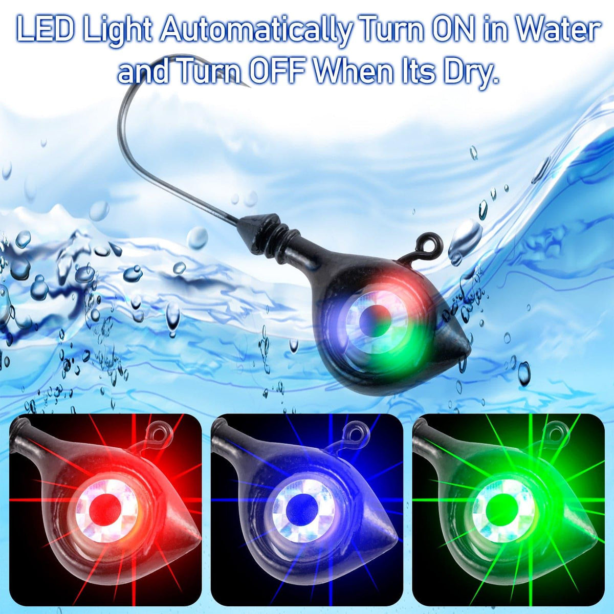 Dr.Fish 2pcs LED 3D Eyes Fishing Jig Head  1/2oz -1oz