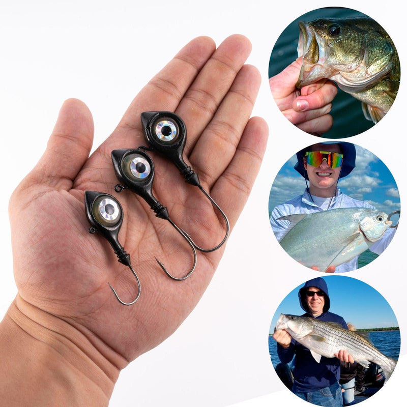 Dr.Fish 2pcs LED 3D Eyes Fishing Jig Head  1/2oz -1oz