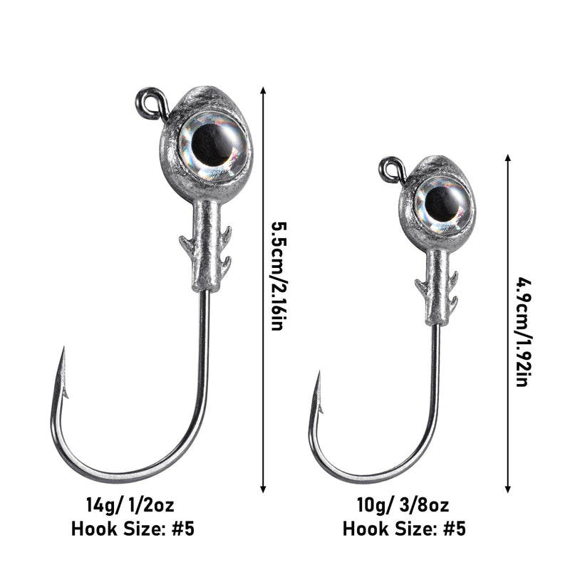 Dr.Fish 10 pcs 3D Trout Eyes Jigs Heads 1/2oz 3/8oz