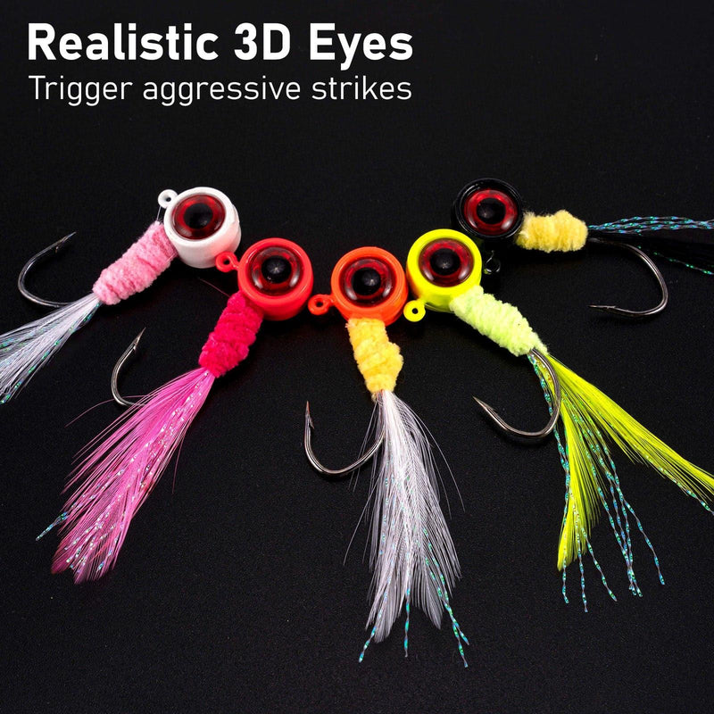 Dr.Fish 10pcs Marabou Feather Jigs 1/16oz 1/8oz 3/16oz 1/4oz - Dr.Fish Tackles