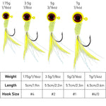 Dr.Fish 10pcs Marabou Feather Jigs 1/16oz 1/8oz 3/16oz 1/4oz