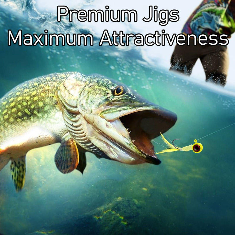 Dr.Fish 10pcs Marabou Feather Jigs 1/16oz 1/8oz 3/16oz 1/4oz