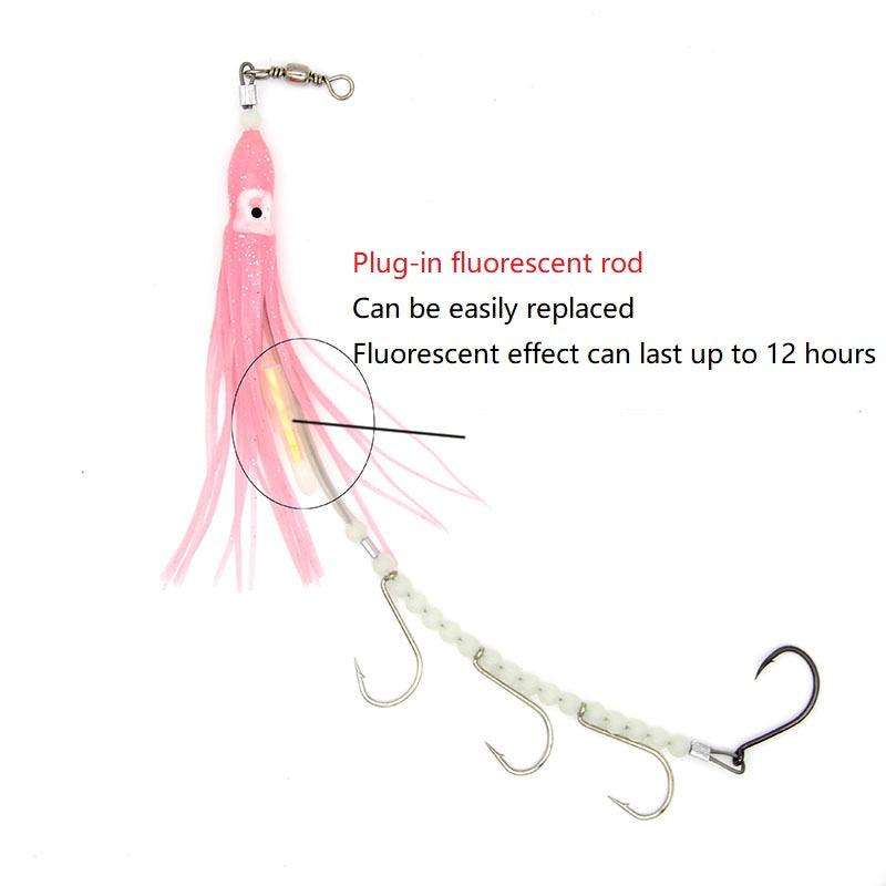 Dr.Fish Luminous Octopus Squid Lure with String Hooks  3/0#-5/0# - Dr.Fish Tackles