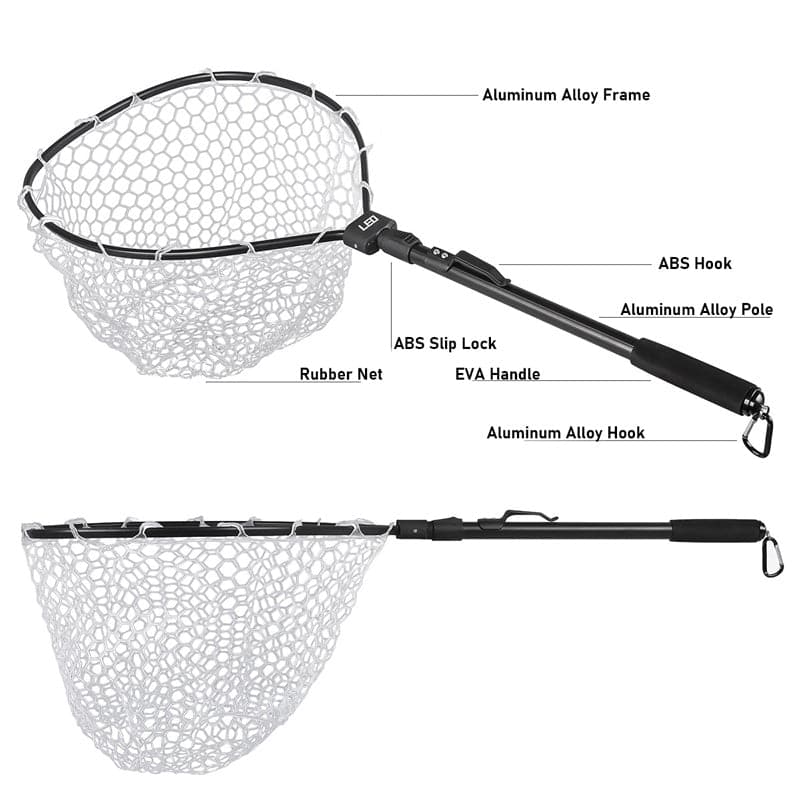 Dr.Fish Foldable Soft Rubber Mesh Trout Net