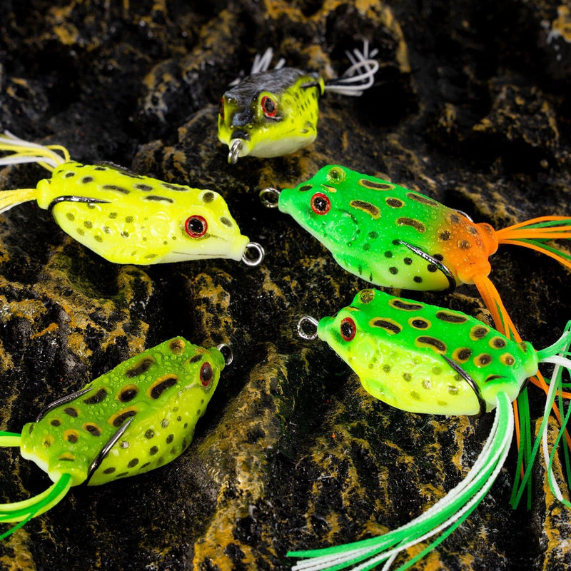 Dr.Fish 5pcs 3D Eyes Frog Soft Lures 5-12g