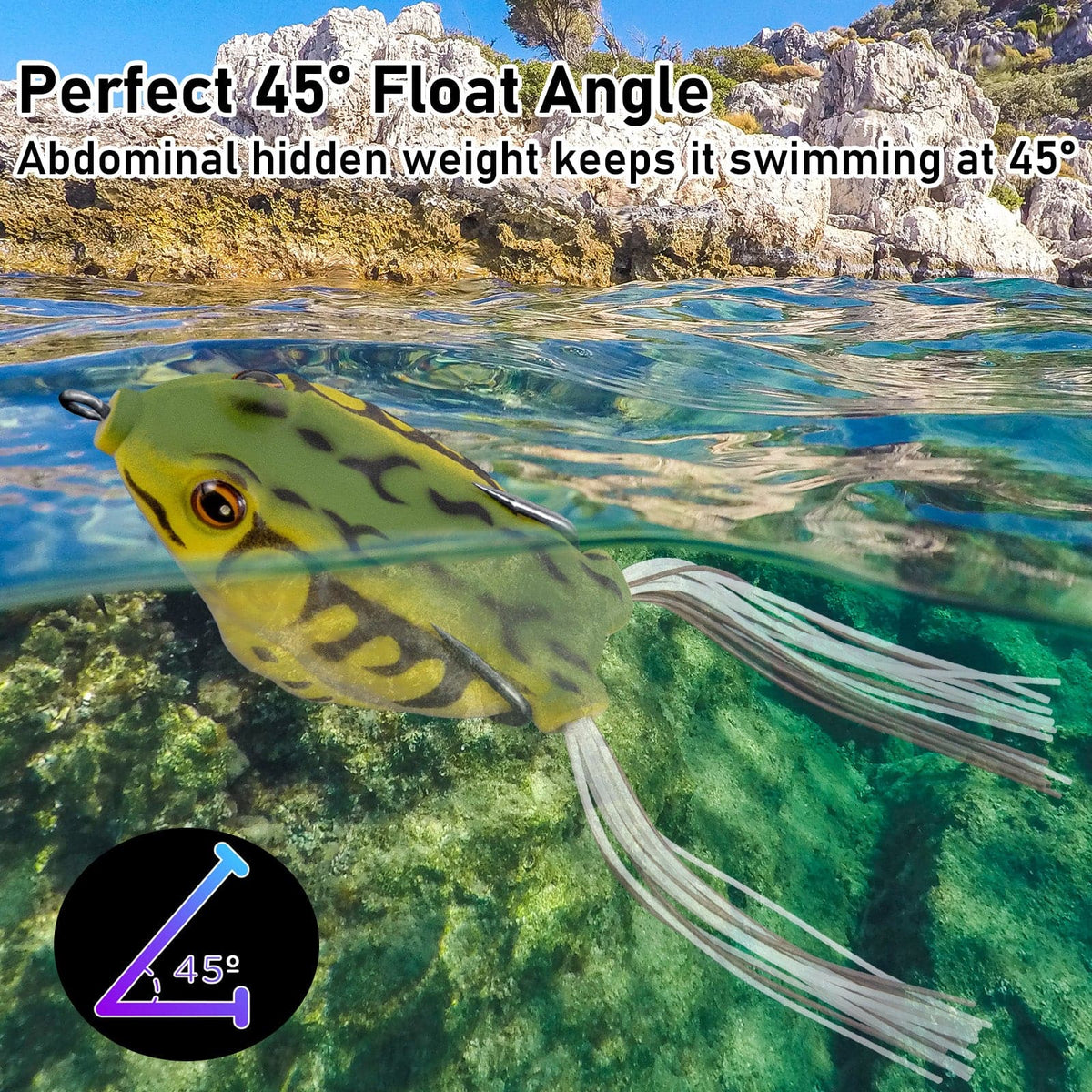 Dr.Fish 5pcs Topwater 3D Frog Fishing Lures Kit  0.33/0.43oz