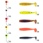Dr.Fish 55pcs Crappie Lures Kit （15pcs jigs+40pcs Paddle Tails)