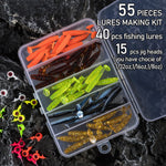 Dr.Fish 55pcs Crappie Lures Kit （15pcs jigs+40pcs Paddle Tails)