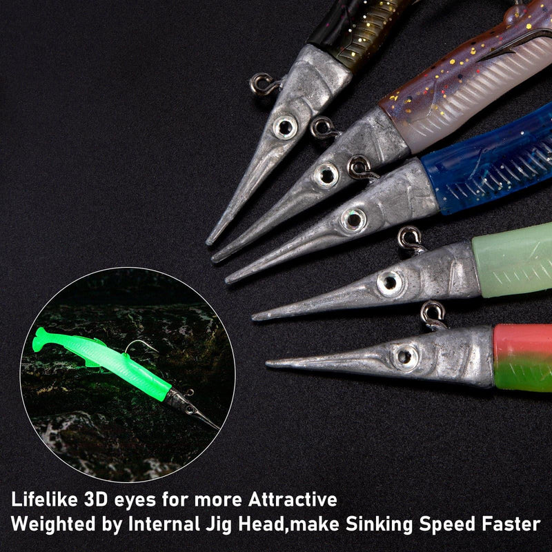 Dr.Fish 5pcs Sandeel Soft Fishing Lures 4.52'' 0.49oz - Dr.Fish Tackles