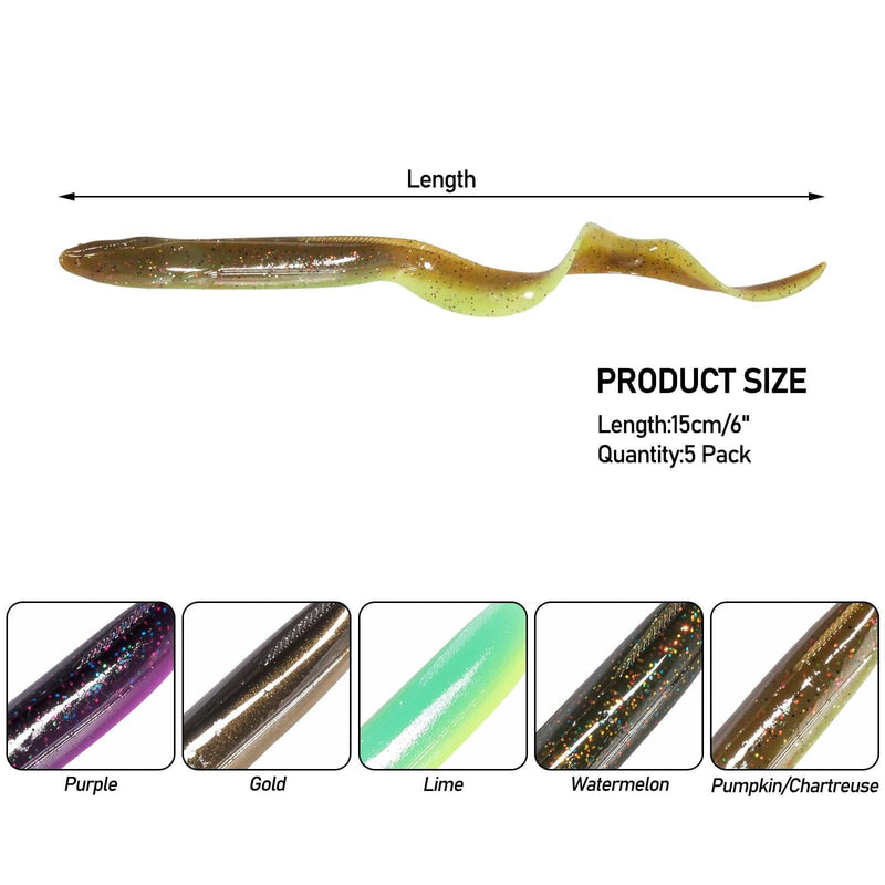 Dr.Fish 5pcs Soft Swimbaits Sand Eel 6'' 3/8oz