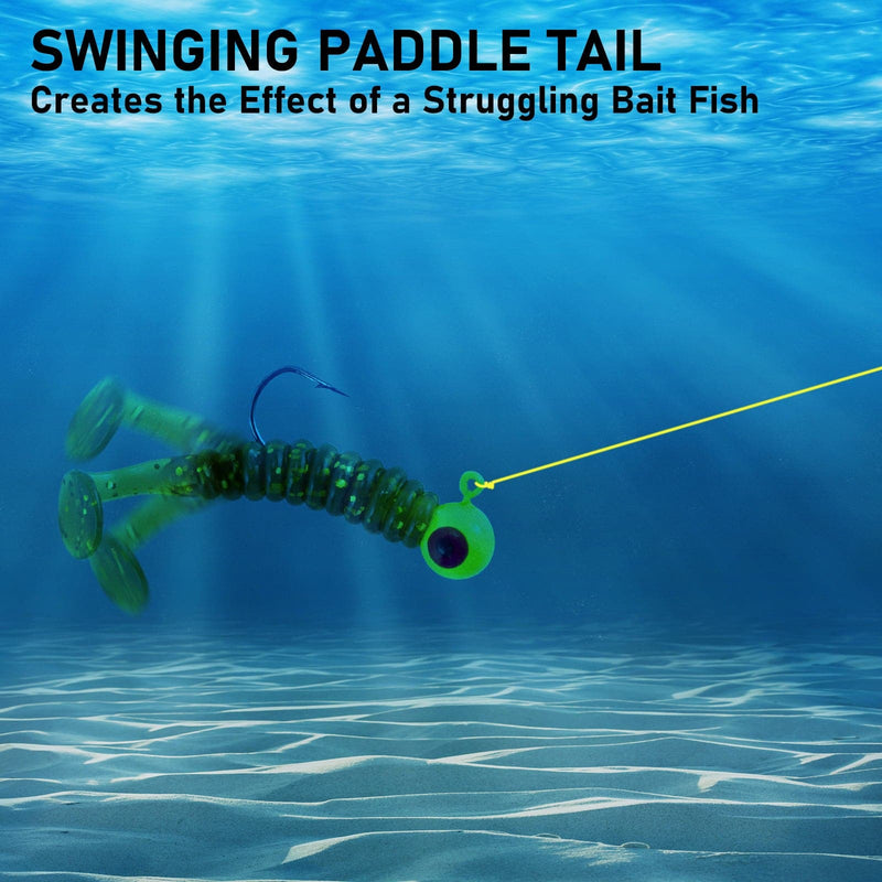 Dr.Fish 10 pcs Paddle Tail Soft Baits 1-1/2''
