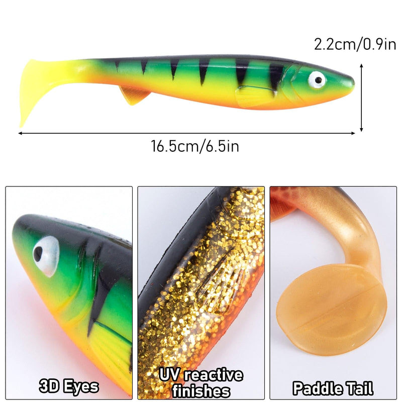 Dr. Fish Large Paddle Tail Soft  Baits 6.5" - Dr.Fish Tackles
