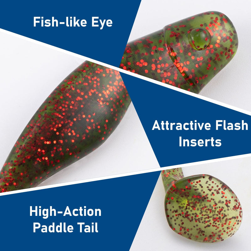 Dr.Fish 10pcs 8 Colors Flashing Glitter soft Baits 5.11'' 4oz