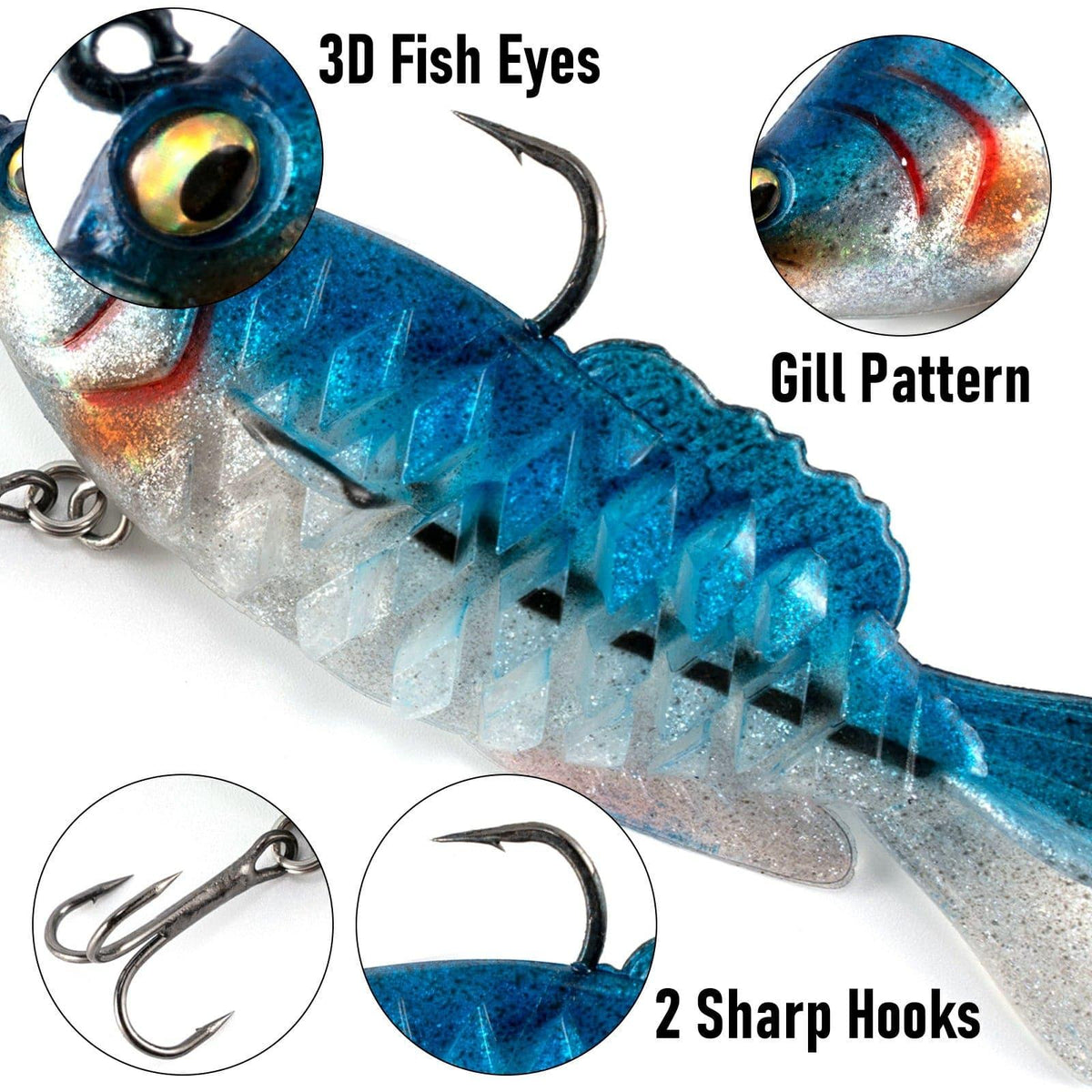 Dr.Fish 3pcs Walleye Pike Soft Swimbait  4‘’ 3/4oz