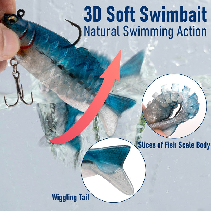 Dr.Fish 3pcs Walleye Pike Soft Swimbait  4‘’ 3/4oz