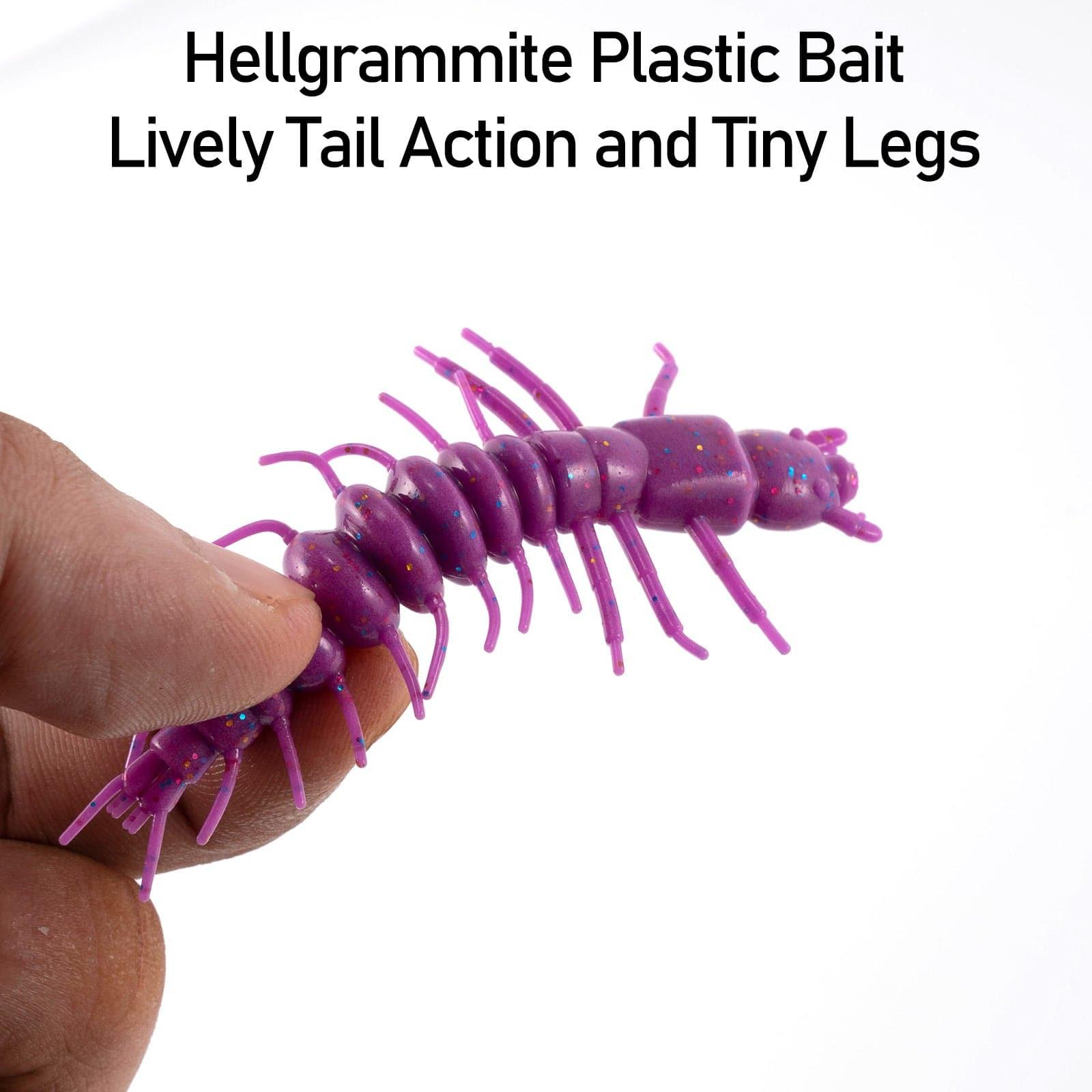 HD Tackle Hellgrammite 5 Bloodshot Soft Rubber Bait – 10 Pack For Bass Fishing