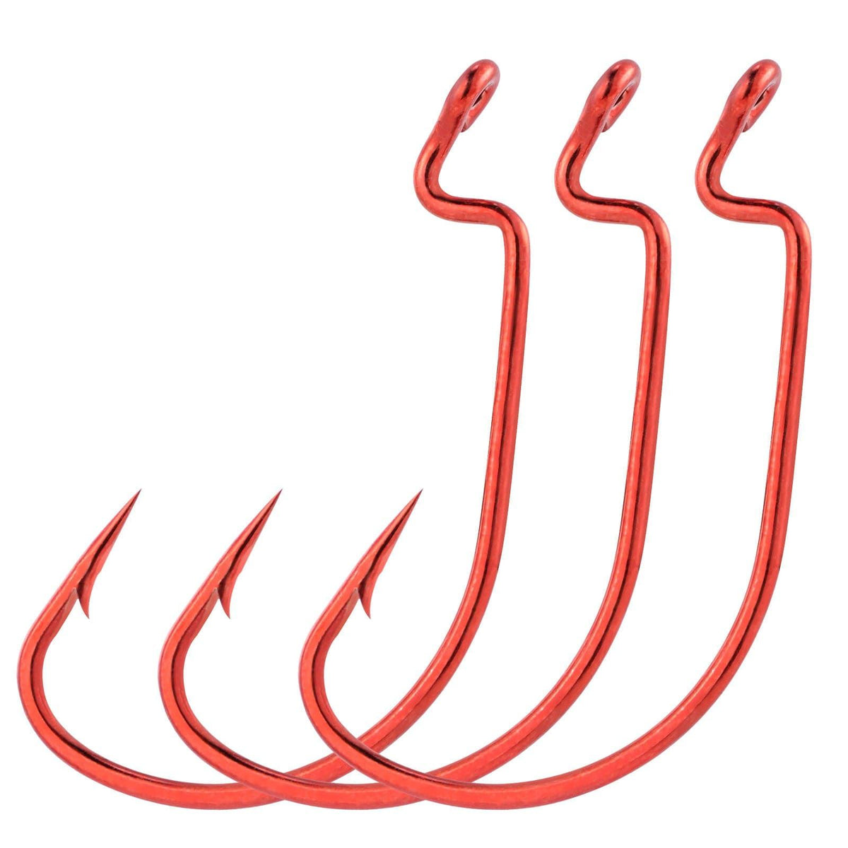 Dr.Fish 100pcs Red Offset Shank Worm Hooks #6-#5/0 - Dr.Fish Tackles