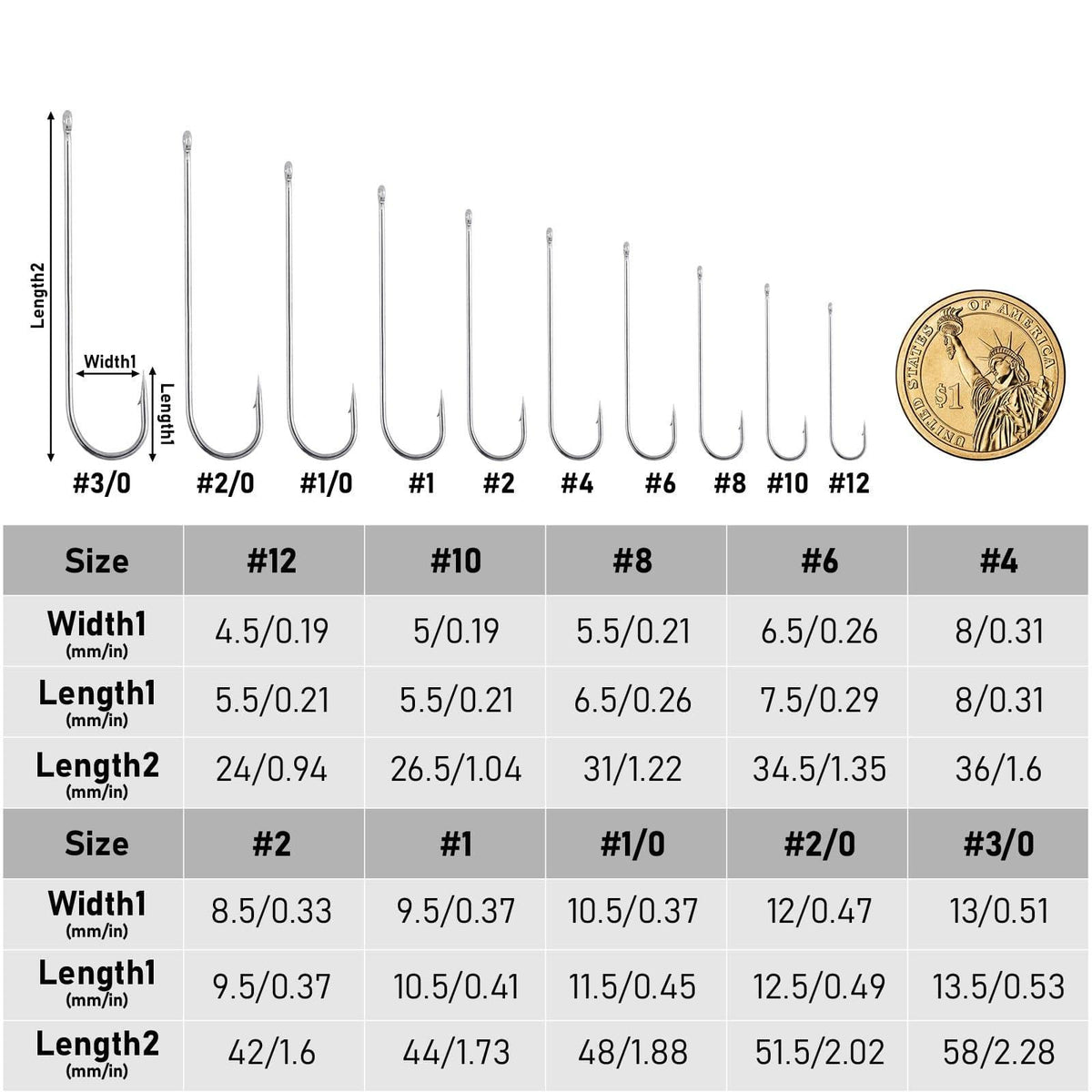 Dr.fish 100pcs Aberdeen Hooks  Offset Hooks #12-3/0 - Dr.Fish Tackles