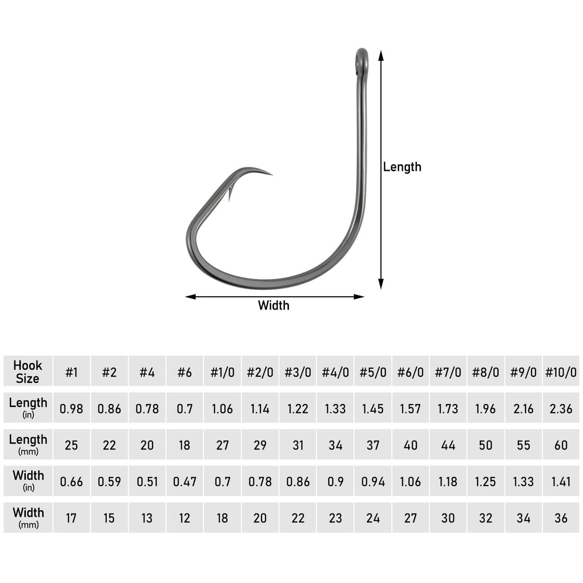 Dr.Fish 100pcs Strong Circle Hooks #1-#10/0 - Dr.Fish Tackles