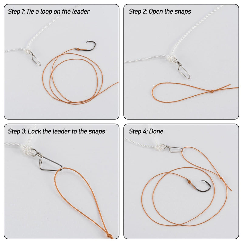 Dr.Fish 30/90M Trotline Fishing Set up Twine Pre-rigged Snaps Leader Hooks Dropline