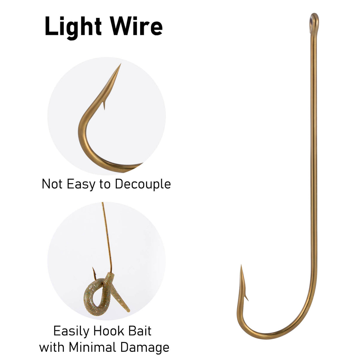 Dr.Fish 100pcs Long Shank Fishing Hooks #12 to 6/0